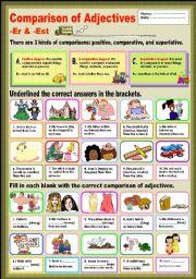 English Worksheet: Comparison of Adjectives -Er & -Est