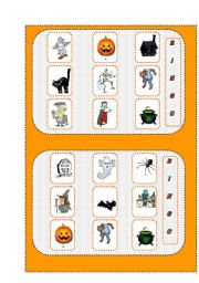 English Worksheet: Halloween bingo cards 1/2