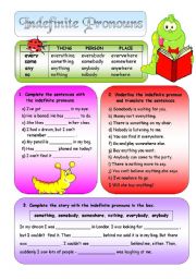 English Worksheet: Indefinite Pronouns + BW