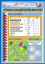 English Worksheet: HOW MANY? LET�S COUNT! 2