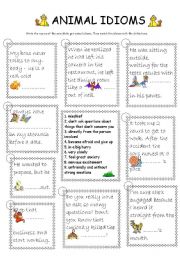 English Worksheet: Animals idioms