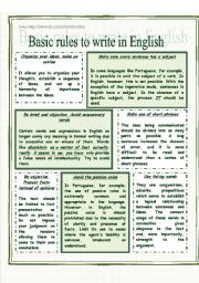 English Worksheet: Basic rules to write in English