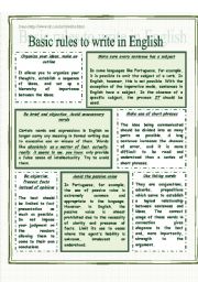 English Worksheet: Basic rules to write in English