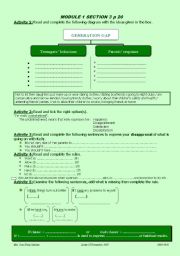 English Worksheet: Generation Gap