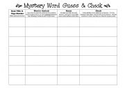 English worksheet: New Word Guess & Check (Using Context Clues)