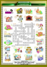 English Worksheet: Places in Town Crossword