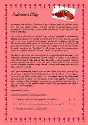 English Worksheet: The History of Valentines Day