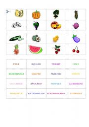 English worksheet: FRUIT AND VEGETABLES