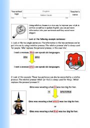 English Worksheet: Relative clauses 3 pages