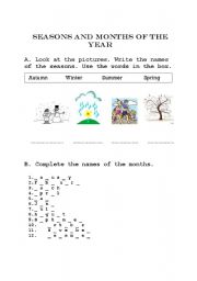 English worksheet: Seasons and months