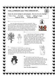 English Worksheet: The Origin of Halloween