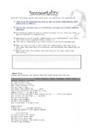 English Worksheet: Immortality by Celine Dion