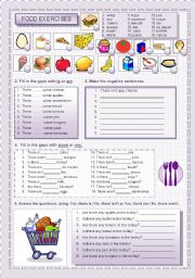 English Worksheet: There is / There are + food