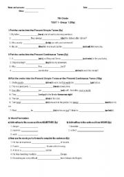 English Worksheet: 7th Grade Test_2009 - Group 1 with KEY