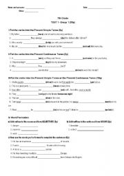 English Worksheet: 7th Grade Test_2009 - Group 1 with KEY