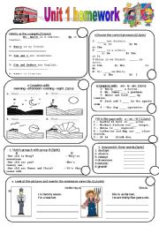 English Worksheet: Unit 1 homework
