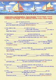 English Worksheet: Comparatives and Superlatives. Tenses Revision: Present Simple, Present Continous, Past Simple, Past Continuous, Future Simple, Present Perfect.