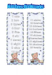 NUMBERS BOOKMARKS
