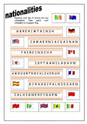 English worksheet: nationalities