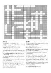 English Worksheet: Crossword Puzzle: Love, Marriage & Family Vocabulary