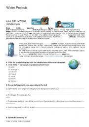 English Worksheet: Earth Water projects (reading tasks with key)
