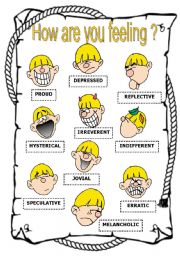 English Worksheet: How are you feeling ? - Feelings - B/W version Included! 