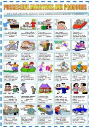 POSSESSIVE ADJECTIVES AND PRONOUNS (B&W VERSION INCLUDED)