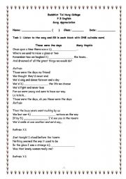 English worksheet: Those were the days