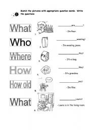 English Worksheet: Question Words (Additional for Zabadoo 1 course)