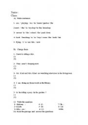 English worksheet: present contnuous