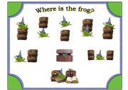 English Worksheet: Frog Wizard Posters with Preposition Cards to Match (20 cards and 2 posters)