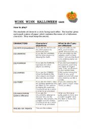 English Worksheet: HALLOWEEN GAME