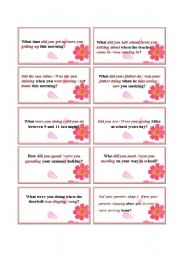 English Worksheet: PAST CONTINUOUS SPEAKING CARDS / GAME 1