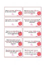 English Worksheet: PAST CONTINUOUS SPEAKING CARDS / GAME 2