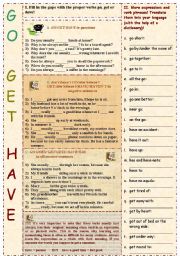 English Worksheet: Go/get/have