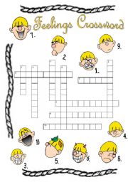 Feelings Crossword Puzzle B/W version Included! +  Answer Key