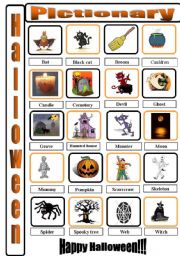 English Worksheet: Halloween_pictionary