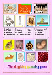 English Worksheet: thanksgiving guessing game