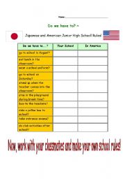 English worksheet: School Rules, Do we have to?  -and- 