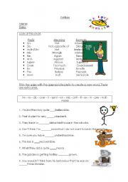 English Worksheet: Prefixes