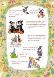 English Worksheet: The witch family 1/2