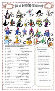 English Worksheet: What are they doing on Halloween?