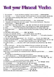 English Worksheet: Test your phrasal verbs! 