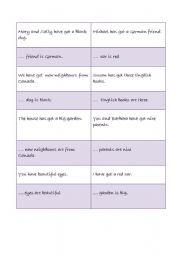 English worksheet: Possessive adjectives- Activity cards
