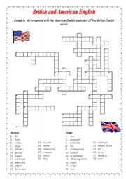 English Worksheet: American Vs British English