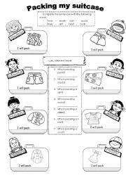 English Worksheet: PACKING MY SUITCASE