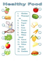 English Worksheet: Healty Food