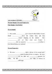 English Worksheet: Lets review 4 tenses.