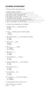 adverbs worksheet