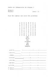 English worksheet: Numbers and problems
